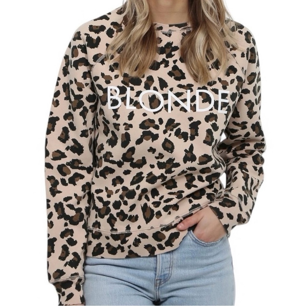 BRUNETTE THE LABEL, MIDDLE SISTER CREW NECK SWEATSHIRT|LEOPARD PRINT, Size XS/S